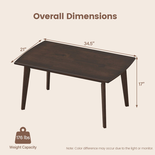 Solid Wood Modern Coffee Table with Tapered Legs