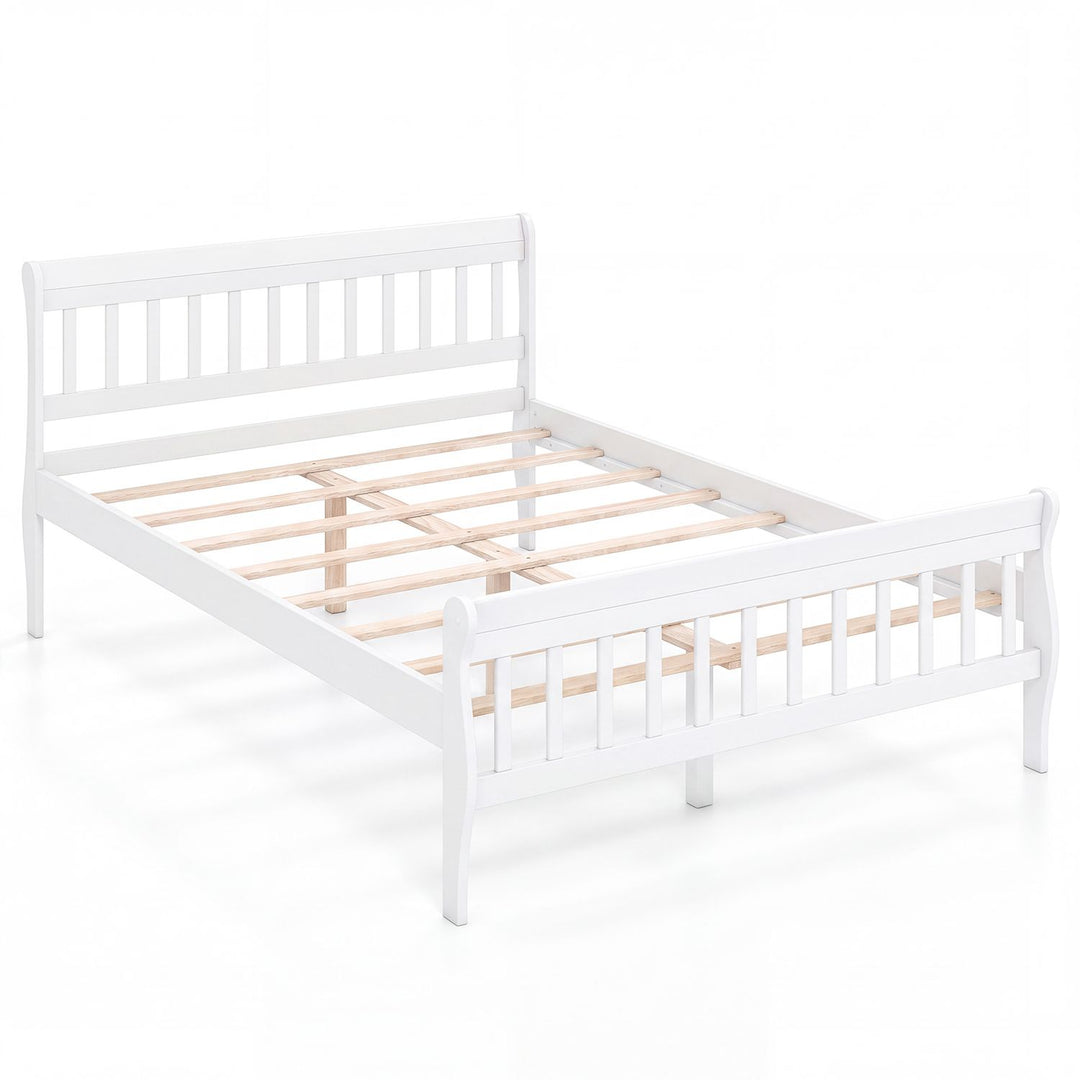 Solid Wood Platform Bed Frame with Wood Slat Support White