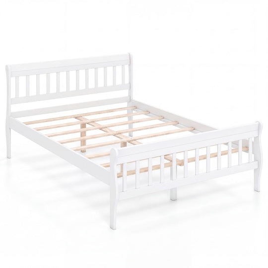 Solid Wood Platform Bed Frame with Wood Slat Support White