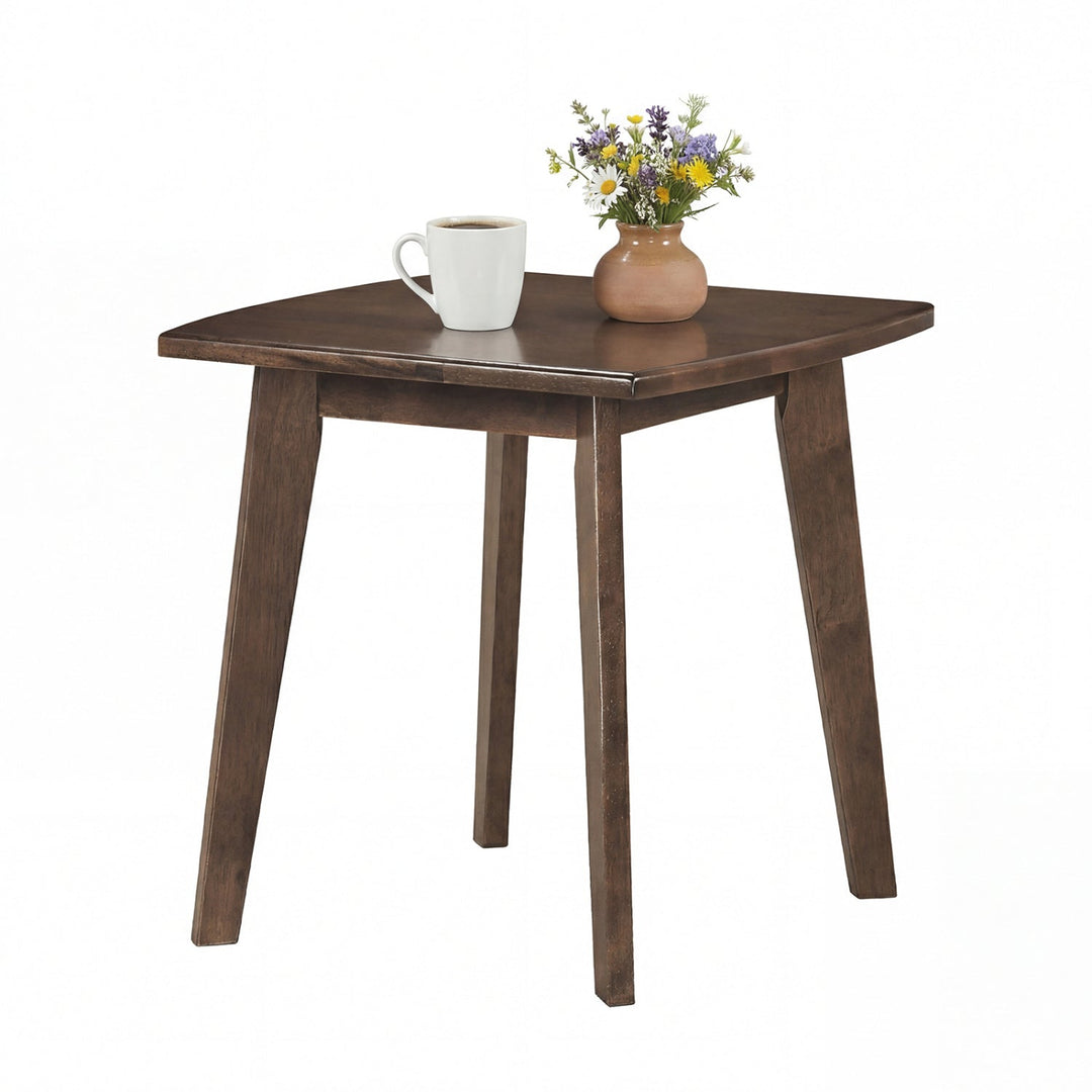 Solid Wood Side Table Square End Table with Thickened Top and Curved Edge