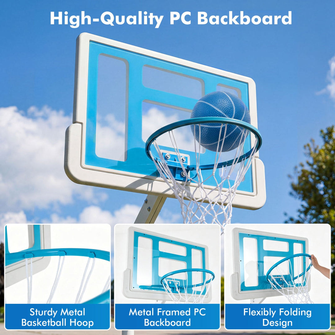 Pool Basketball Hoop with Adjustable Height & 2 Balls