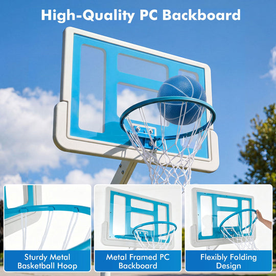 Pool Basketball Hoop with Adjustable Height & 2 Balls