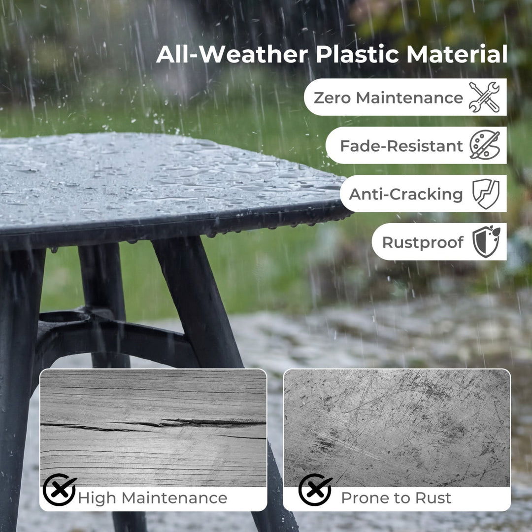 Square Outdoor Dining Table All-Weather Plastic Patio Bistro Table for 4