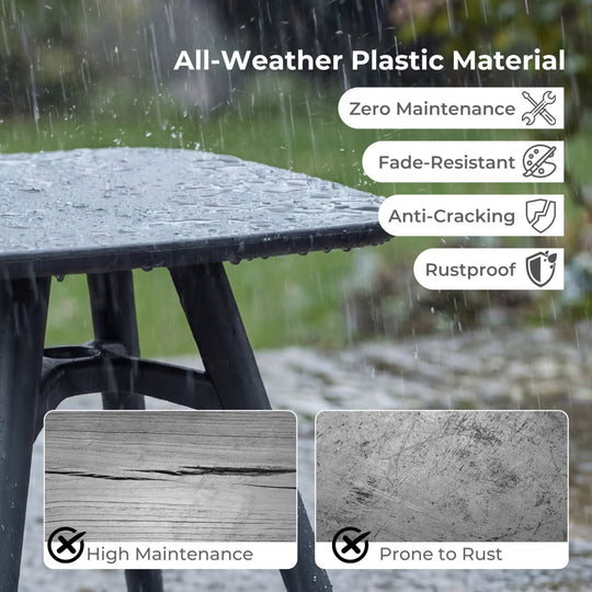 Square Outdoor Dining Table All-Weather Plastic Patio Bistro Table for 4