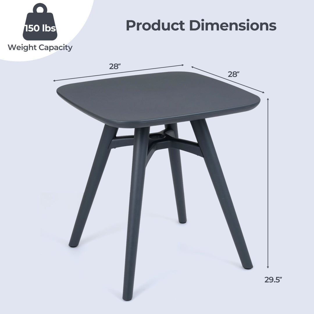 Square Outdoor Dining Table All-Weather Plastic Patio Bistro Table for 4