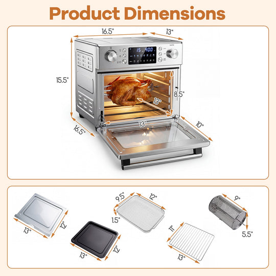 Stainless Steel Countertop Convection Oven with Bake-Silver