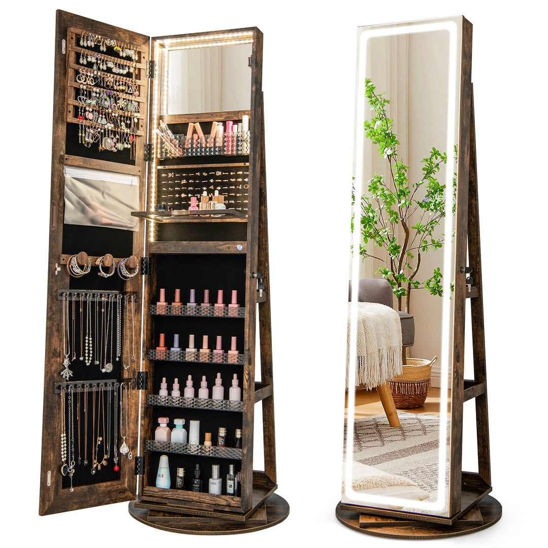 Standing Jewelry Cabinet with Adjustable LED Lights