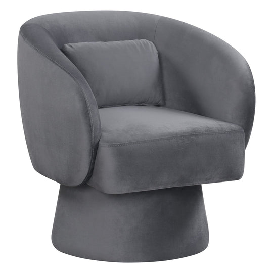 Swivel Accent Chair Upholstered Barrel Chair with Curved Back and Removable Lumbar Pillow
