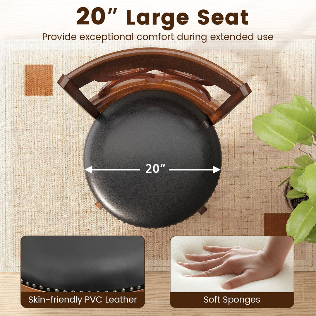 Swivel Bar Stools Set of 2 with High Backrest and Wood Frame