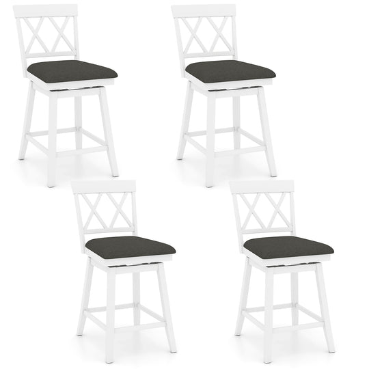 Swivel Bar Stools Set of 4 Counter Height Barstools with Backrest Upholstered Seat Cushion
