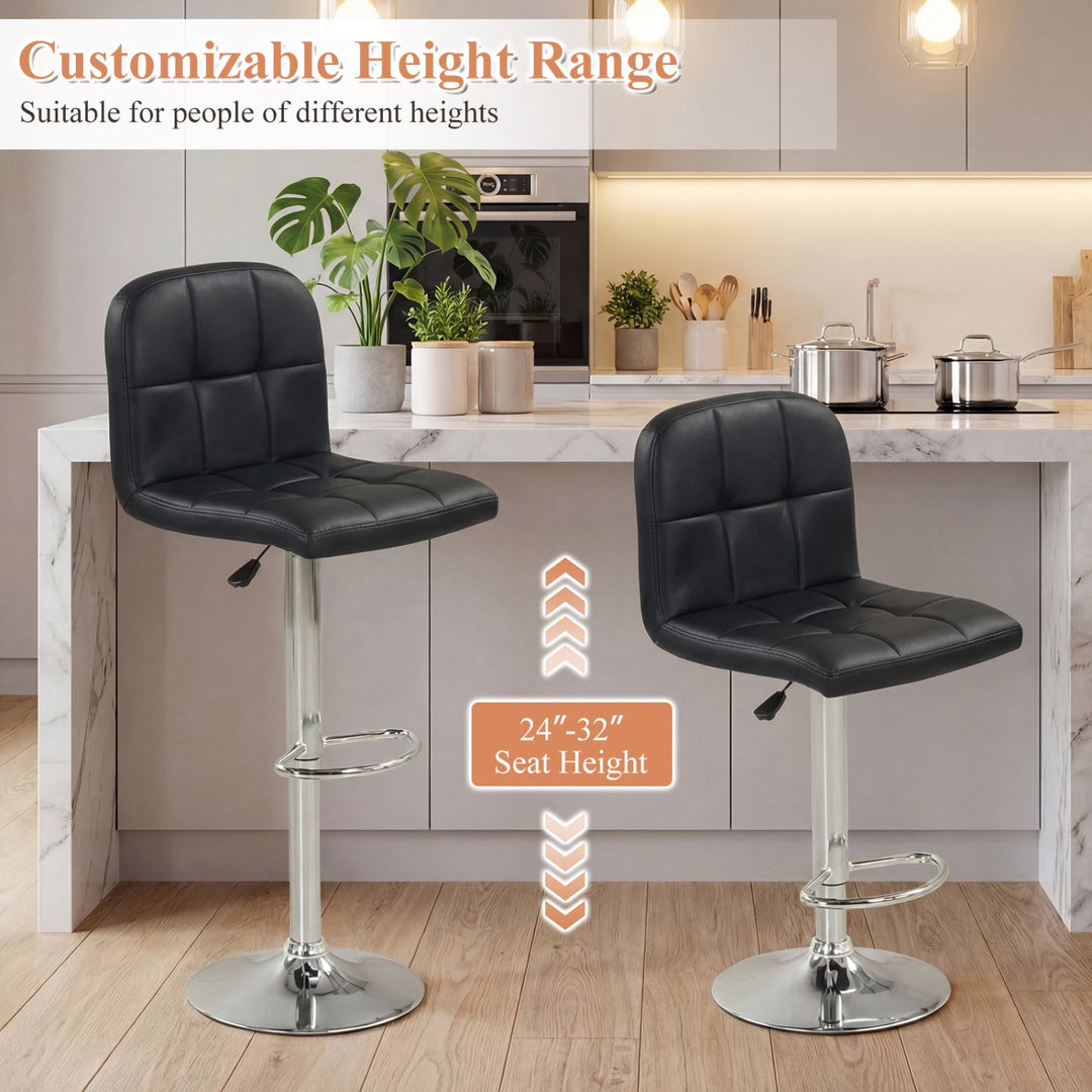 Swivel Bar Stools Set of 2 with Footrests and Metal Base