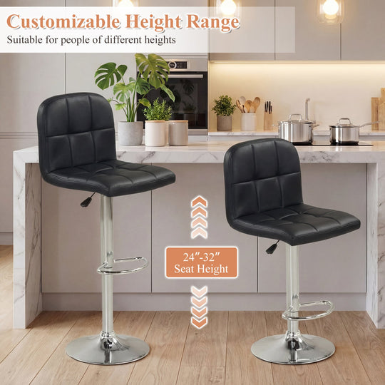Swivel Bar Stools Set of 2 with Footrests and Metal Base