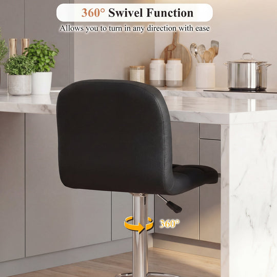 Swivel Bar Stools Set of 2 with Footrests and Metal Base