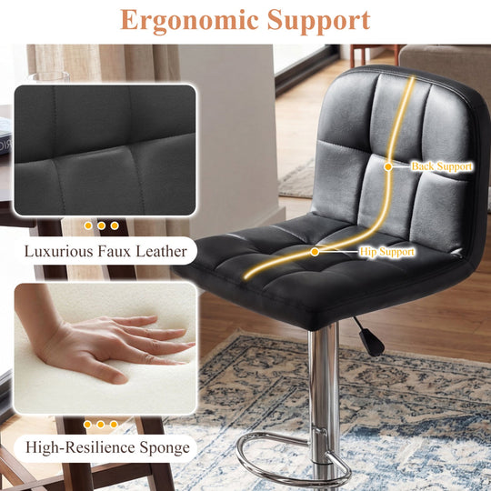 Swivel Bar Stools Set of 2 with Footrests and Metal Base