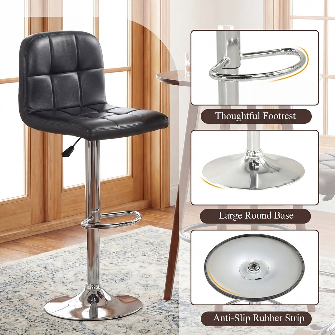 Swivel Bar Stools Set of 2 with Footrests and Metal Base