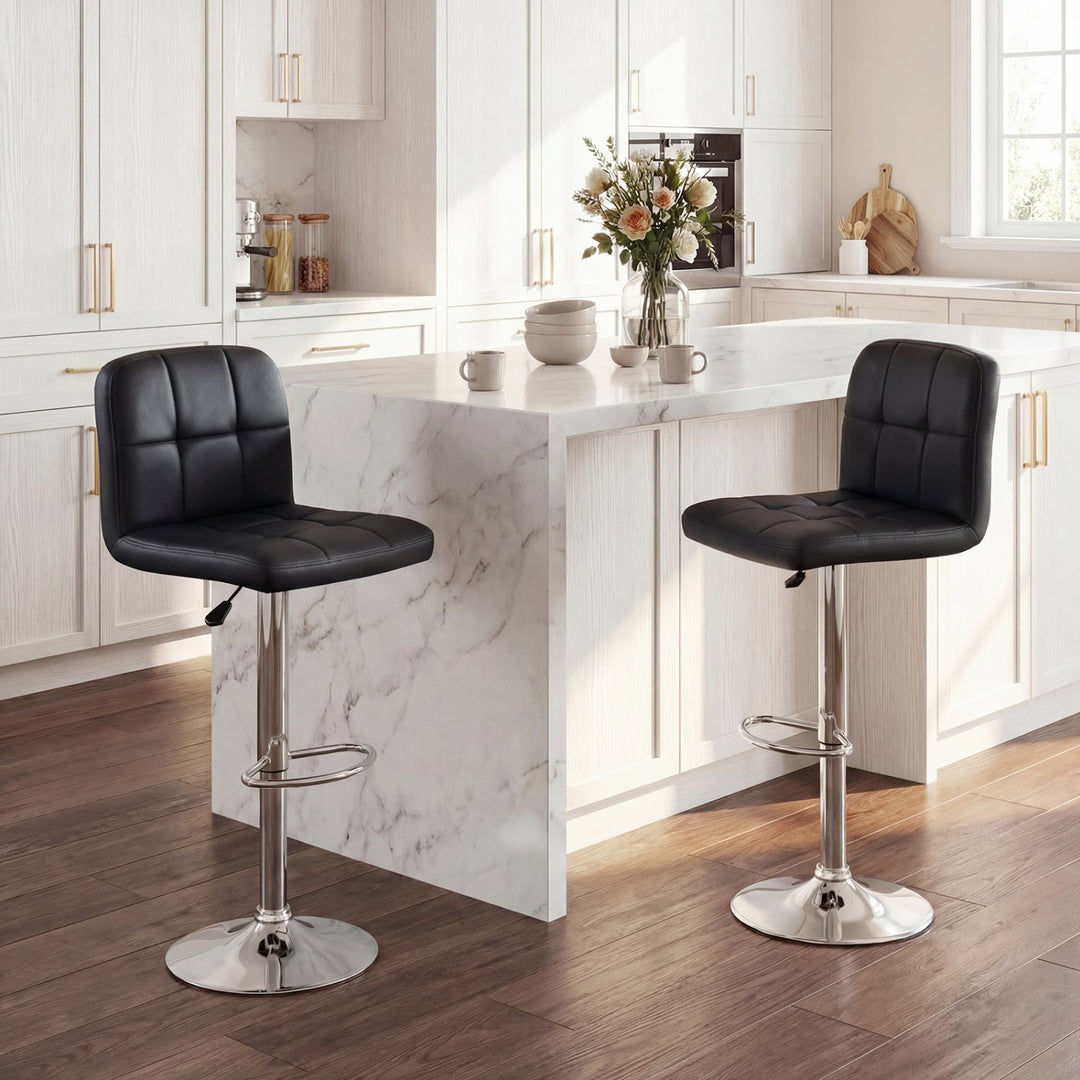 Swivel Bar Stools Set of 2 with Footrests and Metal Base