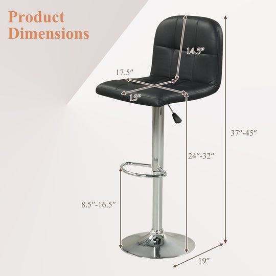 Swivel Bar Stools Set of 2 with Footrests and Metal Base