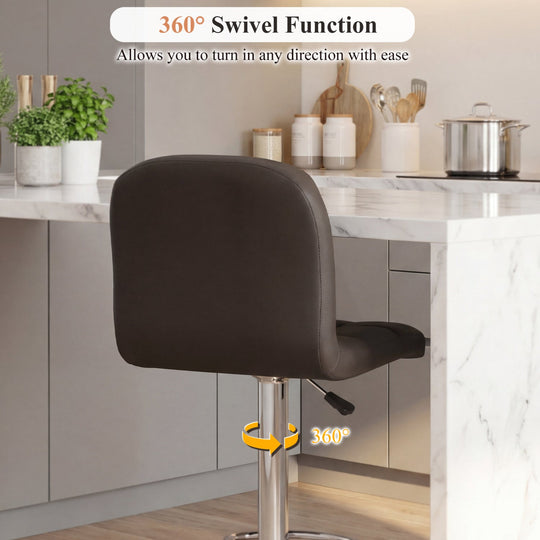 Swivel Bar Stools Set of 2 with Footrests and Metal Base