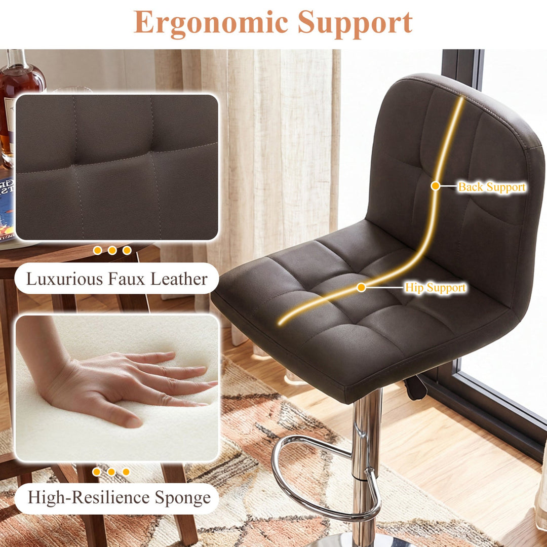 Swivel Bar Stools Set of 2 with Footrests and Metal Base