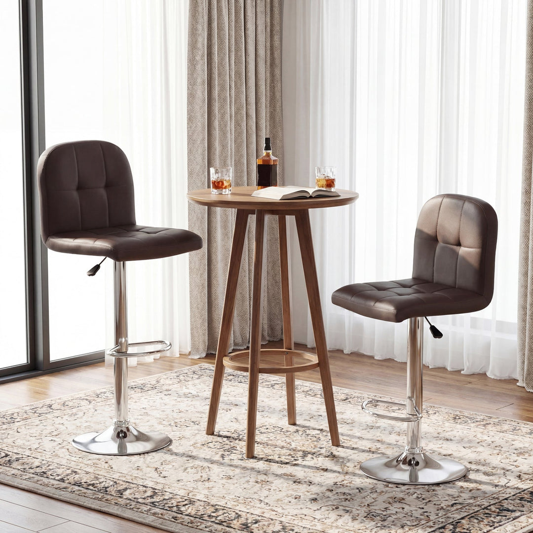 Swivel Bar Stools Set of 2 with Footrests and Metal Base