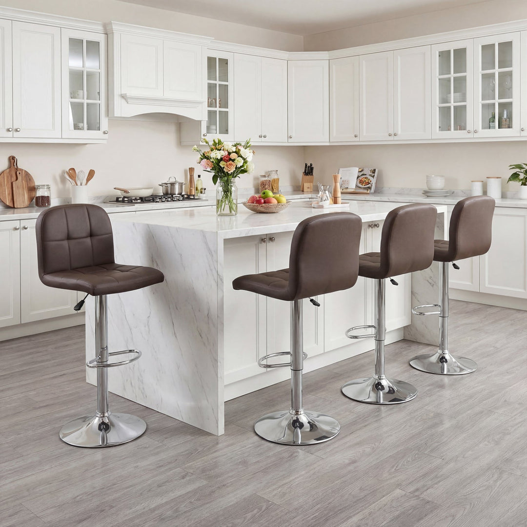 Swivel Bar Stools Set of 2 with Footrests and Metal Base