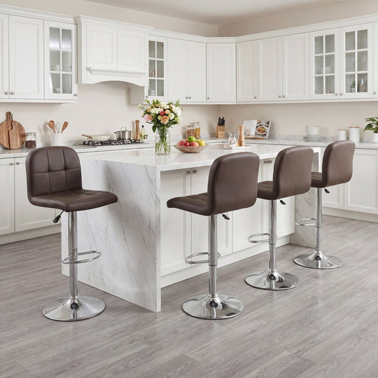 Swivel Bar Stools Set of 2 with Footrests and Metal Base