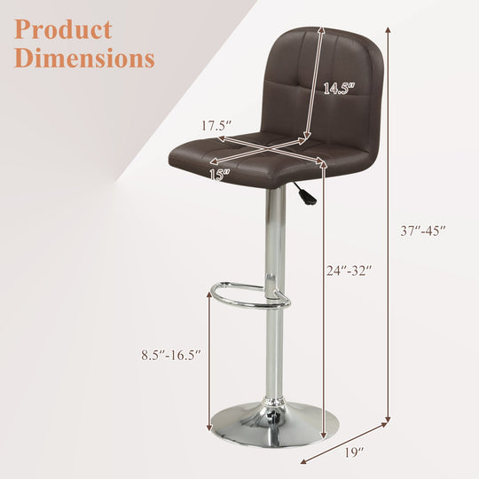 Swivel Bar Stools Set of 2 with Footrests and Metal Base