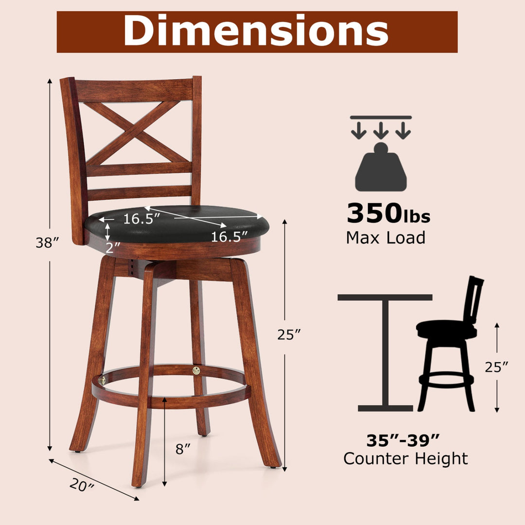 Swivel Barstools Set of 2 with Backrest and Footrest