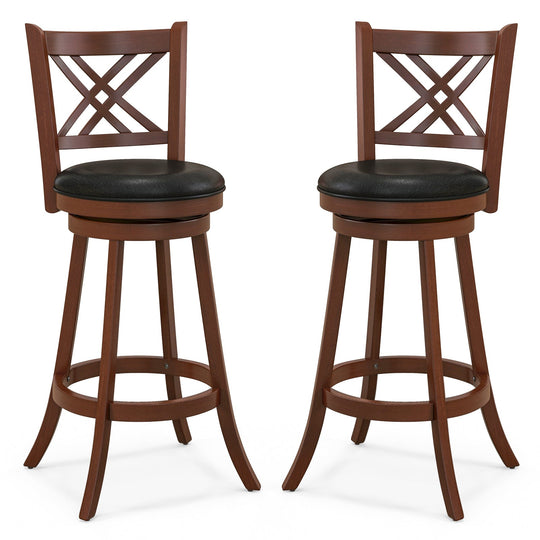 360¬∞ Swivel Upholstered Barstools Set of 2 with Back and Footrest