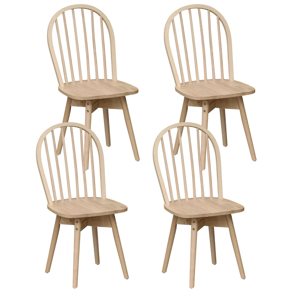 Swivel Windsor Dining Chairs Set of 4 with Solid Rubber Wood Frame