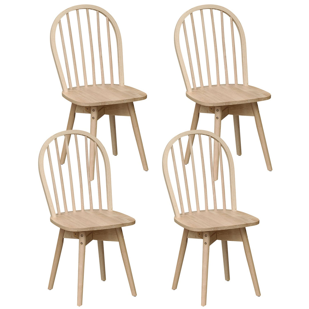 Swivel Windsor Dining Chairs Set of 4 with Solid Rubber Wood Frame