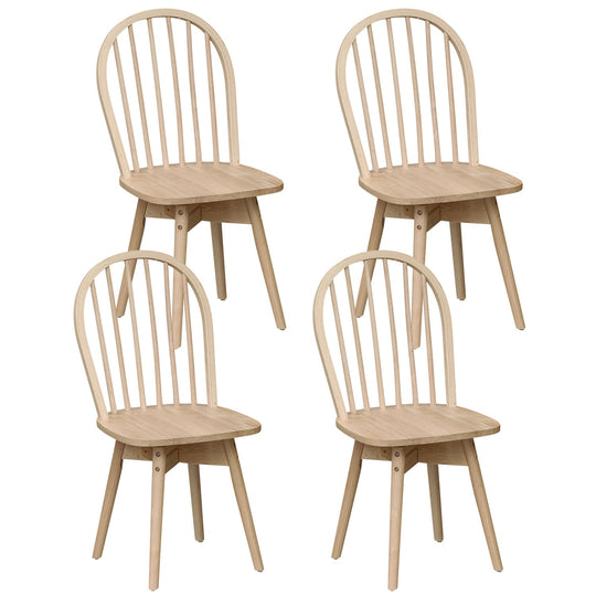 Swivel Windsor Dining Chairs Set of 4 with Solid Rubber Wood Frame