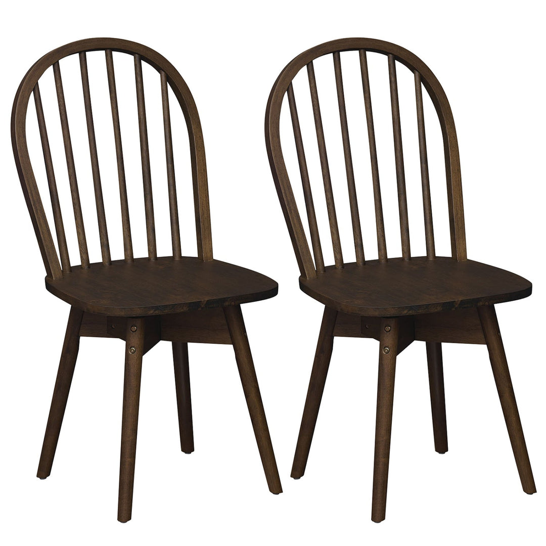 Swivel Windsor Dining Chairs Set of 2 with Solid Rubber Wood Frame