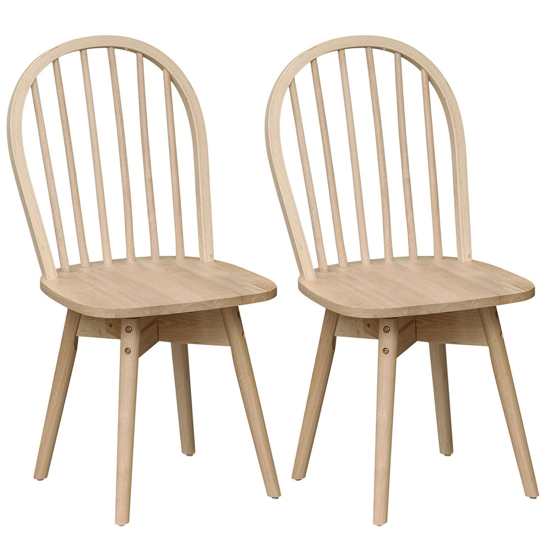 Swivel Windsor Dining Chairs Set of 2 with Solid Rubber Wood Frame