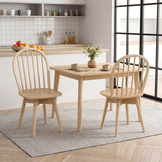 Swivel Windsor Dining Chairs Set of 2 with Solid Rubber Wood Frame