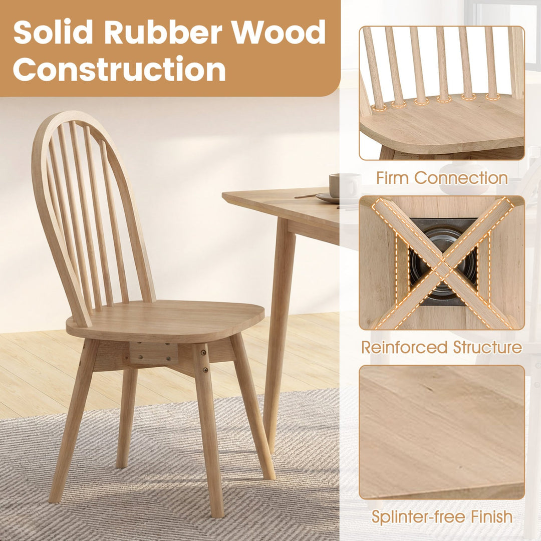 Swivel Windsor Dining Chairs Set of 2 with Solid Rubber Wood Frame
