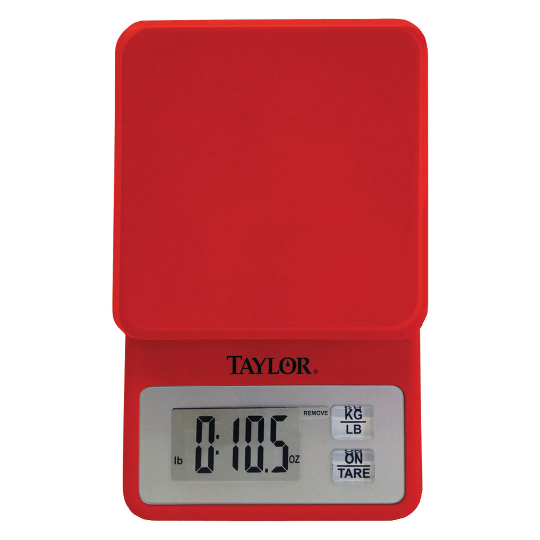 Taylor Compact Digital Kitchen Scale, 11 Lb. Capacity, Red