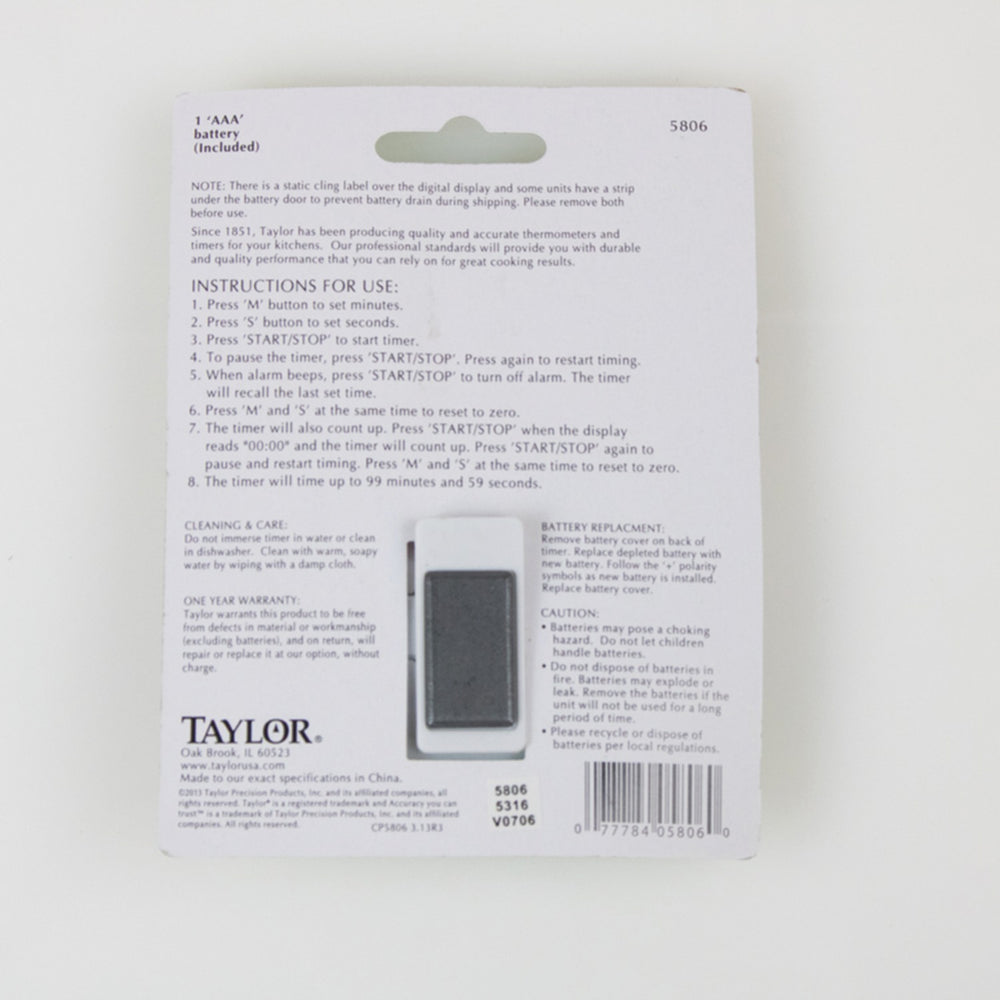 Taylor Digital Kitchen Timer with Clip, Magnet & Stand - view 2