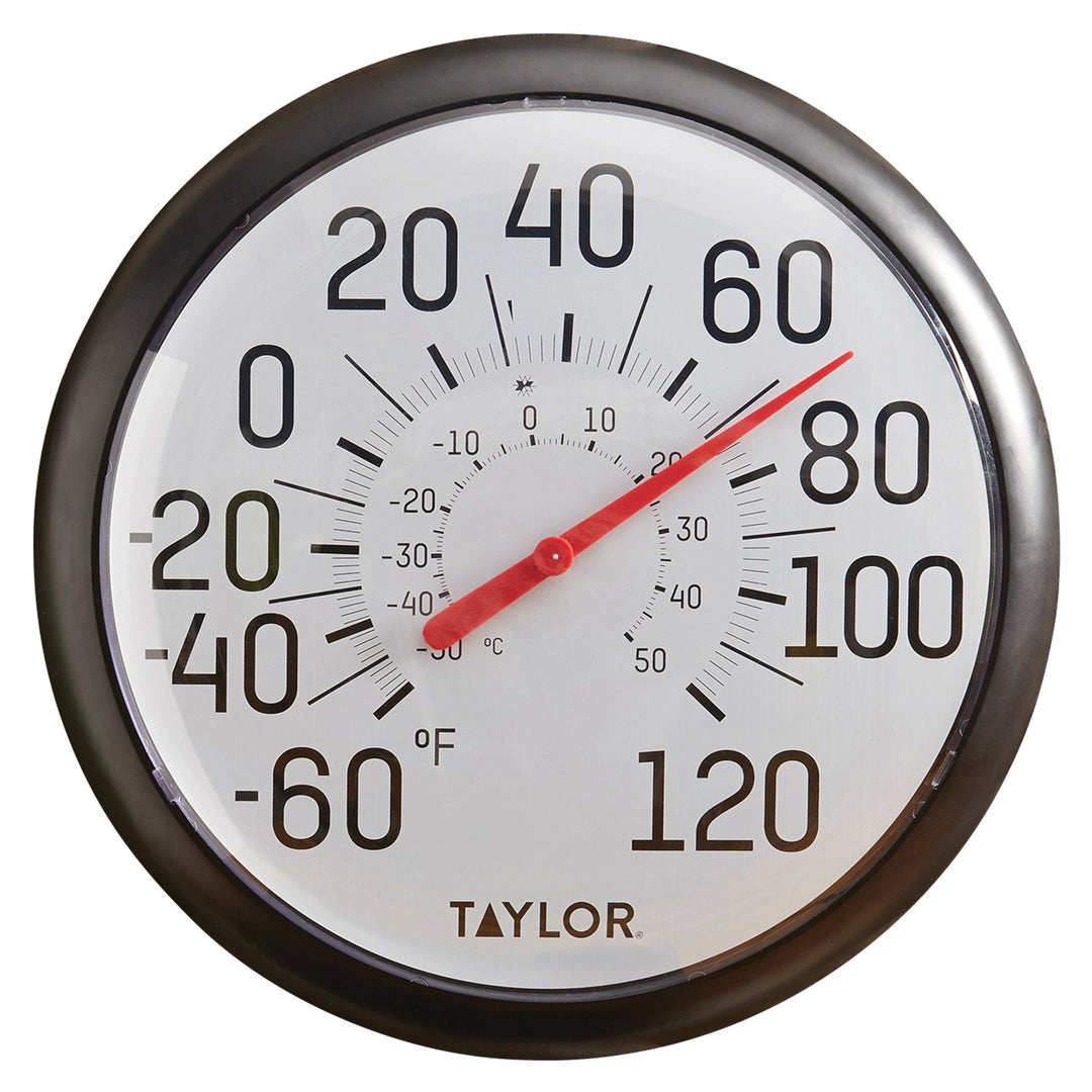 Taylor Big & Bold 13.25-In. Dial Outdoor Thermometer, Black