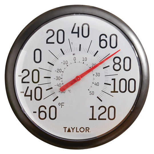 Taylor Big & Bold 13.25-In. Dial Outdoor Thermometer, Black