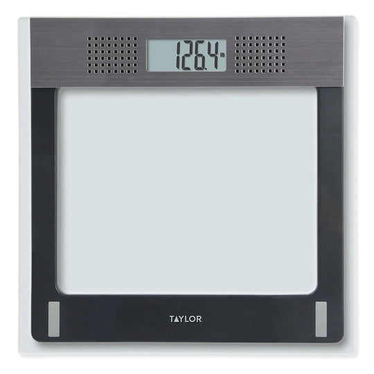 Taylor Talking Digital Bathroom Scale, Clear Glass, 440 Lb.