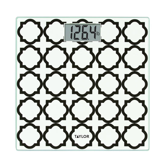 Taylor Digital Glass Bathroom Scale with Black & White Lattice, 400 Lb. - view 5