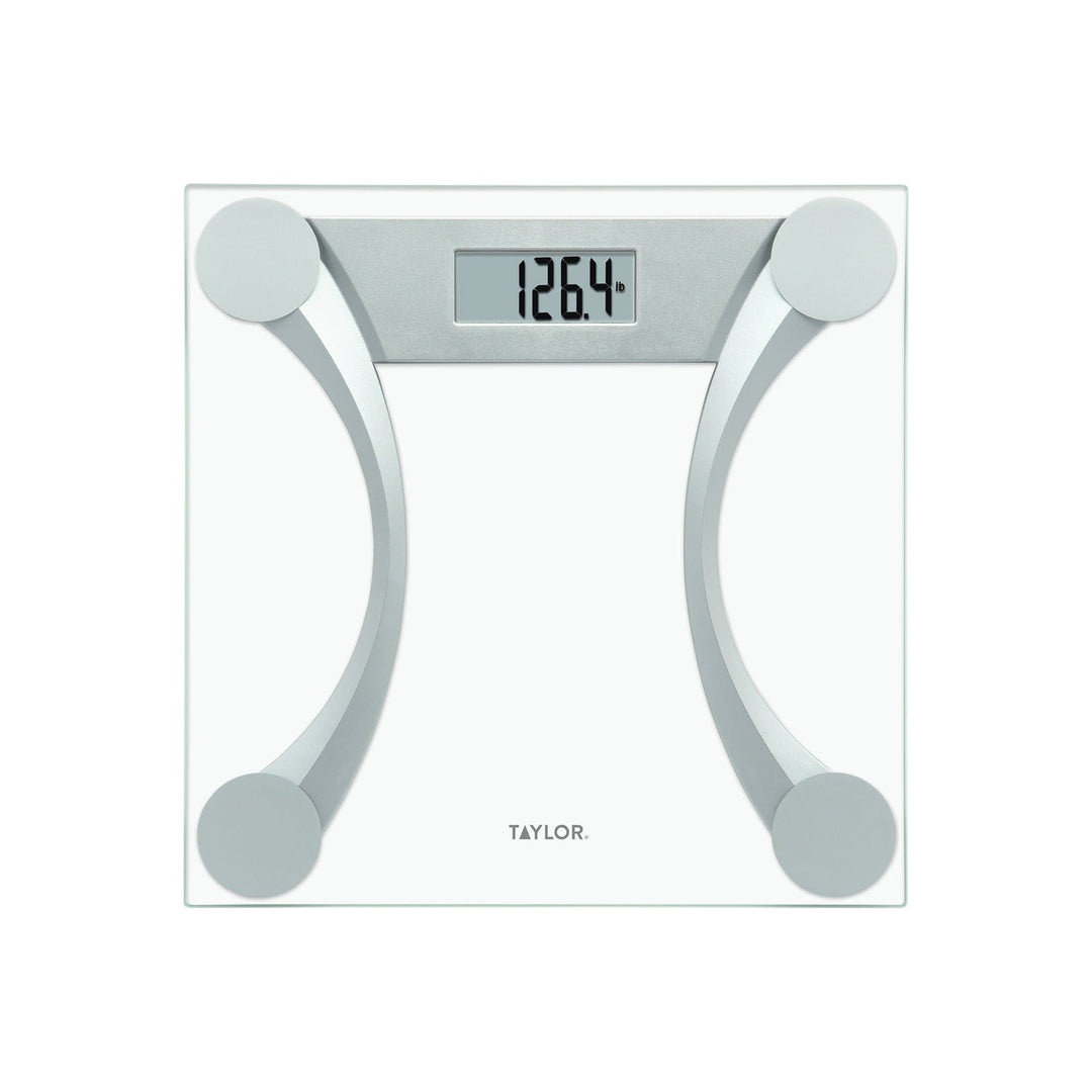 Taylor Clear Glass Digital Bathroom Scale with Metallic Accents, 400 Lb. - view 3