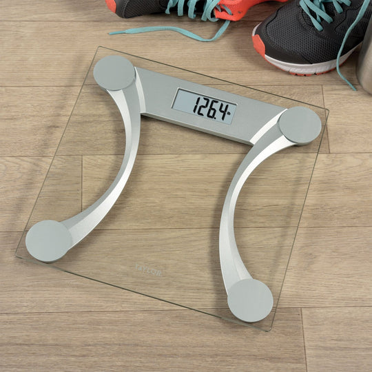 Taylor Clear Glass Digital Bathroom Scale with Metallic Accents, 400 Lb. - view 4