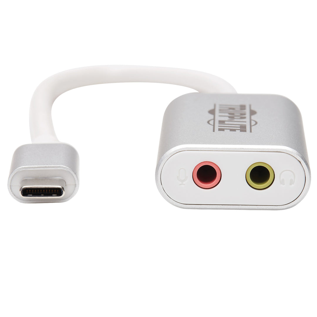 Tripp Lite by Eaton USB-C to Dual 3.5 mm Headphone & Microphone Audio Adapter, Silver - view 2