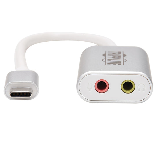 Tripp Lite by Eaton USB-C to Dual 3.5 mm Headphone & Microphone Audio Adapter, Silver - view 2