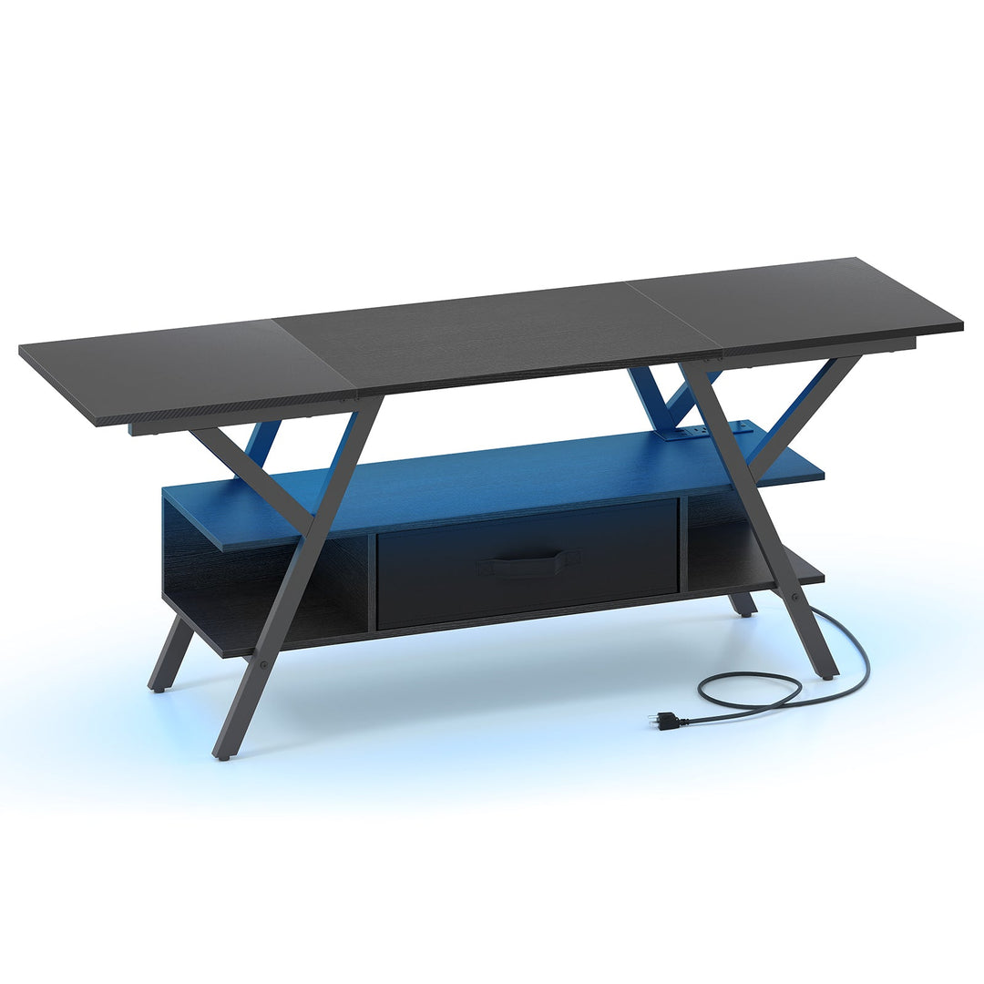 TV Stand for 65 Inch TVs with Power Outlets and LED Lights