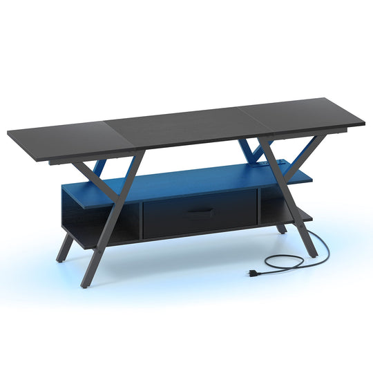 TV Stand for 65 Inch TVs with Power Outlets and LED Lights
