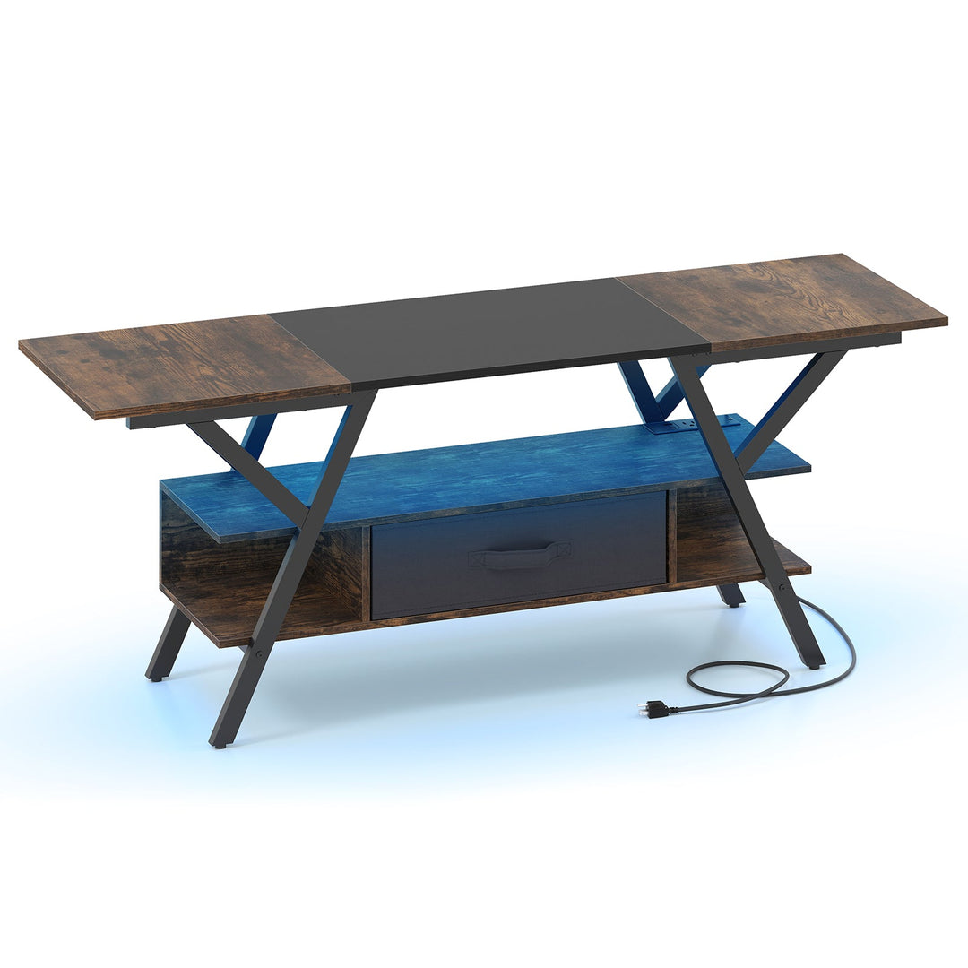TV Stand for 65 Inch TVs with Power Outlets and LED Lights