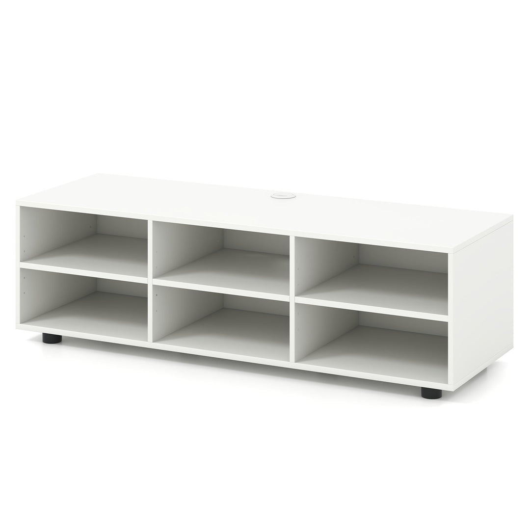 TV Stand for TV up to 55 Inch with 6 Storage Compartments-White